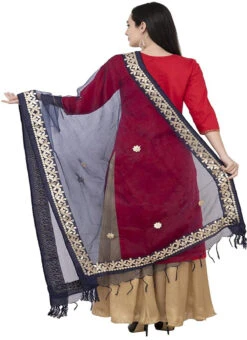 Navy Blue Organza Cotton Gota Patti Work Dupatta Festive Wear -Indo Clothing Shop navy blue organza cotton gota patti work dupatta dpdmfmfd020 b