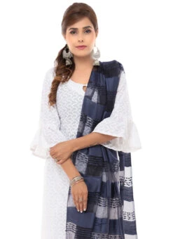 Navy Blue Organza Dupatta After Six Wear -Indo Clothing Shop navy blue organza dupatta dpsdmfd198 b