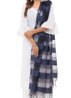 Navy Blue Organza Dupatta After Six Wear