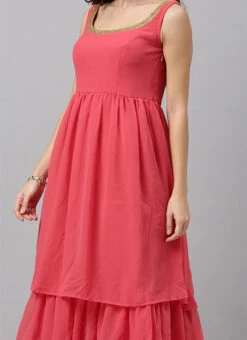 Off White Jacket Style Floor Length Gown Festive Wear