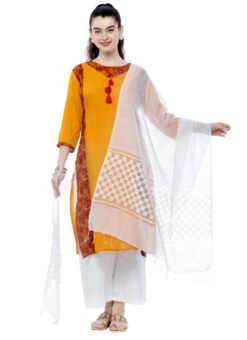 Off White Kota Cotton Dupatta Festive Wear -Indo Clothing Shop off white kota cotton dupatta dpdmfmfd009 u