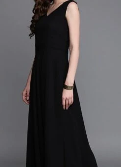 Off White N Black Embroidered Jacket Style Gown After Six Wear