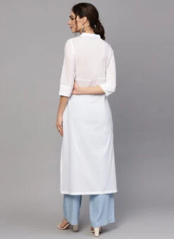 Off White Rayon Kurta Palazzo Set Work Wear -Indo Clothing Shop off white rayon kurta palazzo set krsdmf905 b