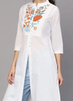 Off White Rayon Kurta Palazzo Set Work Wear