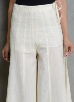 Off White Rayon Plazoo Pant Work Wear