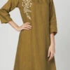Olive Green Linen Kurta Set Work Wear