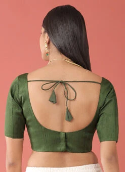 Olive Green Silk Solid Stitched Readymade Blouse Party Wear -Indo Clothing Shop olive green silk solid stitched readymade blouse blspfb238o b