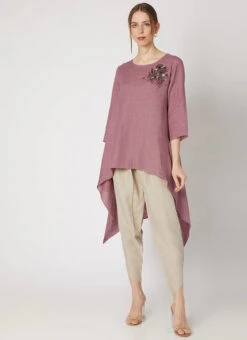 Onion Pink Linen Kurta Set Work Wear -Indo Clothing Shop onion pink linen kurta set krsdvcsvts28 u