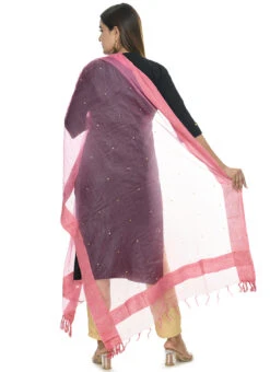 Onion Pink Organza Cotton Stones Work Dupatta Festive Wear -Indo Clothing Shop onion pink organza cotton stones work dupatta dpdmfmfd046 b