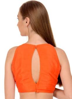 Orange Art Dupion Silk Sequins Blouse Festive Wear -Indo Clothing Shop orange art dupion silk sequins blouse bldiw12 b