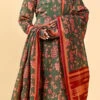 Orange Art Silk Printed Gown After Six Wear