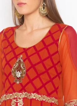 Orange Georgette Palazzo Set Party Wear
