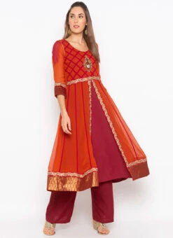 Orange Georgette Palazzo Set Party Wear -Indo Clothing Shop orange georgette palazzo set krsmnkc1951 u