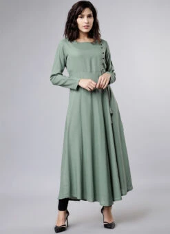 Pastel Green Cotton Kurta Churidar Set After Six Wear -Indo Clothing Shop pastel green cotton kurta churidar set krsdmf322 u