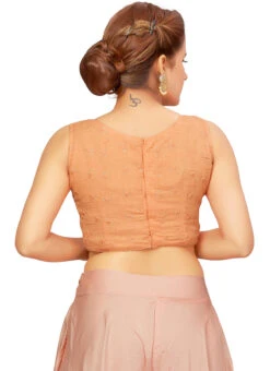 Peach Blended Cotton Sequins Blouse After Six Wear -Indo Clothing Shop peach blended cotton sequins blouse blmff1827pk b