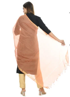 Peach Chanderi Cotton Dupatta Festive Wear -Indo Clothing Shop peach chanderi cotton dupatta dpdmfmfd029 b