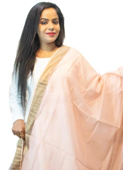 Peach Chanderi Dupatta Festive Wear -Indo Clothing Shop peach chanderi dupatta dpsoas1087 b