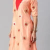 Peach Embroidered Chinon Kurta Set Festive Wear