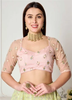 Peach Embroidered Net Blouse Festive Wear 7 Peach Embroidered Net Blouse Festive Wear -Indo Clothing Shop peach embroidered net blouse BLBS02307625 b
