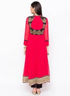 Peach Georgette Kurta Straight Pant Set Party Wear -Indo Clothing Shop peach georgette kurta straight pant set krsmnkc2041 b