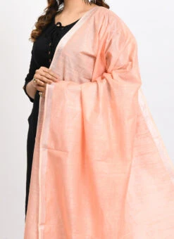 Peach Linen Cotton Dupatta Work Wear