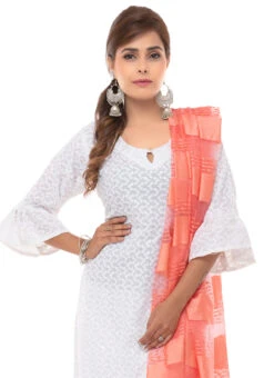 Peach Organza Dupatta After Six Wear -Indo Clothing Shop peach organza dupatta dpsdmfd188 b