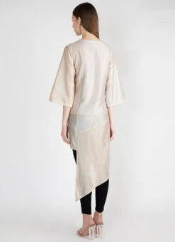 Peach Silk Kurta Straight Pant Set Work Wear -Indo Clothing Shop peach silk kurta straight pant set krsdvcsvts32 b