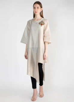 Peach Silk Kurta Straight Pant Set Work Wear -Indo Clothing Shop peach silk kurta straight pant set krsdvcsvts32 u