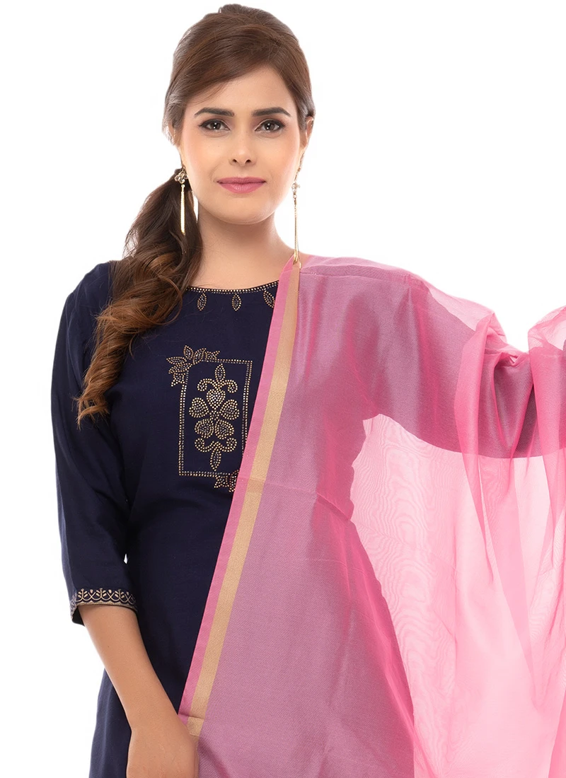 Pink Chanderi Cotton Dupatta Festive Wear 4 Pink Chanderi Cotton Dupatta Festive Wear - Image 4