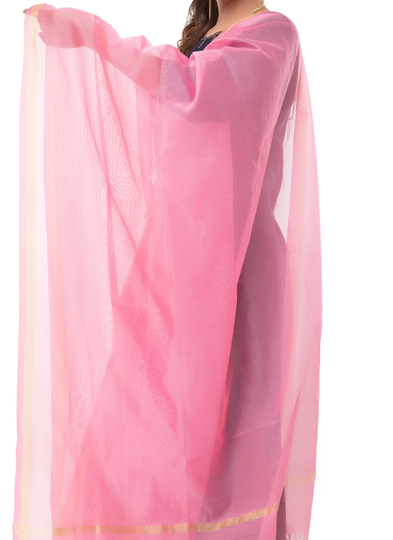 Pink Chanderi Cotton Dupatta Festive Wear 1 Pink Chanderi Cotton Dupatta Festive Wear