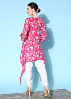 Pink Cotton Printed Kurta Dhoti Set After Six Wear -Indo Clothing Shop pink cotton printed kurta dhoti set krsmz276733pi b