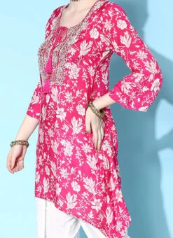 Pink Cotton Printed Kurta Dhoti Set After Six Wear