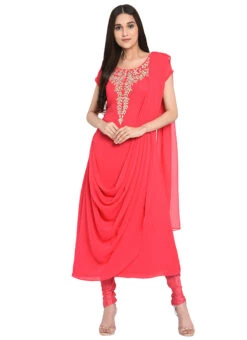 Pink Embroidered Kurta Churidar Set After Six Wear -Indo Clothing Shop pink embroidered anarkali set iwsudrrwrs447 u