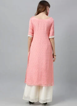 Pink Embroidered Calf Length Kurta Set After Six Wear 11 Pink Embroidered Calf Length Kurta Set After Six Wear -Indo Clothing Shop pink embroidered calf length kurta set KSBS02007262 b