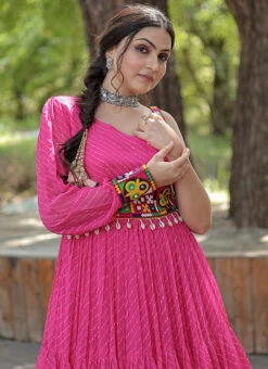 Pink Faux Georgette Gown After Six Wear -Indo Clothing Shop pink faux georgette gown bgwrsacw8887 b