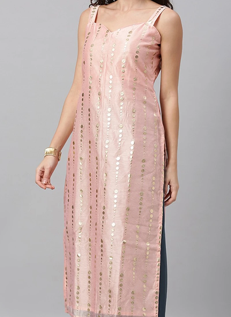 Pink Foil Printed N Blue Georgette Kurta Sets Festive Wear 1 Pink Foil Printed N Blue Georgette Kurta Sets Festive Wear