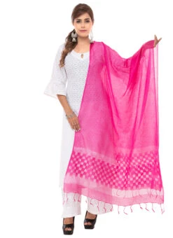 Pink Kota Cotton Dupatta Festive Wear -Indo Clothing Shop pink kota cotton dupatta dpdmfmfd041 u