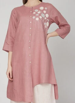 Pink Linen Kurta Palazzo Set Work Wear