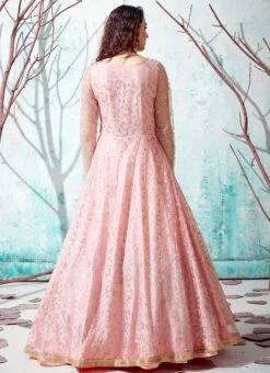 Pink Net Anarkali Gown Party Wear -Indo Clothing Shop pink net anarkali gown bgwrsom4532 b