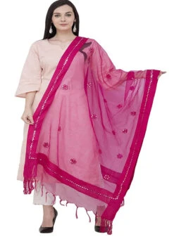 Pink Organza Cotton Gota Patti Work Dupatta Festive Wear -Indo Clothing Shop pink organza cotton gota patti work dupatta dpdmfmfd022 u