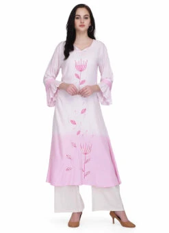 Pink Rayon Kurta Palazzo Set Work Wear -Indo Clothing Shop pink rayon kurta palazzo set krsupifc951 u