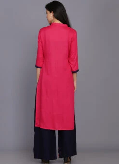 Pink Rayon Kurta Palazzo Suit Party Wear 7 Pink Rayon Kurta Palazzo Suit Party Wear -Indo Clothing Shop pink rayon kurta palazzo suit krskifh9900113 b