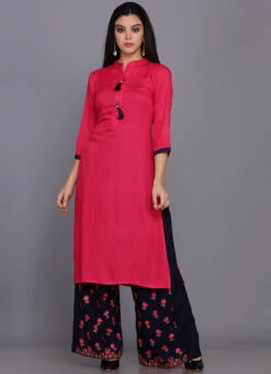 Pink Rayon Kurta Palazzo Suit Party Wear 6 Pink Rayon Kurta Palazzo Suit Party Wear -Indo Clothing Shop pink rayon kurta palazzo suit krskifh9900113 u