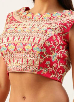 Pink Silk Embroidery Blouse Party Wear
