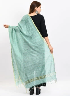 Pista Green Cotton Slub Weaving Work Dupatta Work Wear -Indo Clothing Shop pista green cotton slub weaving work dupatta dpdmimfd110 b