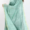 Pista Green Cotton Slub Weaving Work Dupatta Work Wear