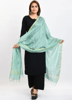 Pista Green Cotton Slub Weaving Work Dupatta Work Wear -Indo Clothing Shop pista green cotton slub weaving work dupatta dpdmimfd110 u