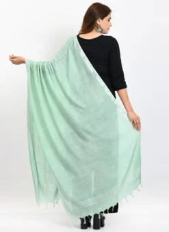 Pista Green Linen Cotton Dupatta Work Wear -Indo Clothing Shop pista green linen cotton dupatta dpdmimfd172 b