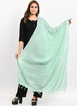 Pista Green Linen Cotton Dupatta Work Wear -Indo Clothing Shop pista green linen cotton dupatta dpdmimfd172 u