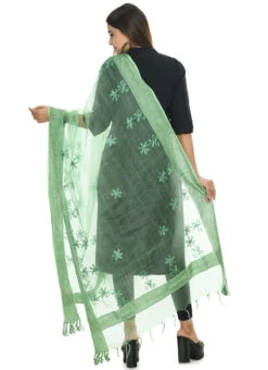 Pista Green Organza Cotton Chikankari Embroidery Work Dupatta Work Wear -Indo Clothing Shop pista green organza cotton chikankari embroidery work dupatta dpdmimfd075 b